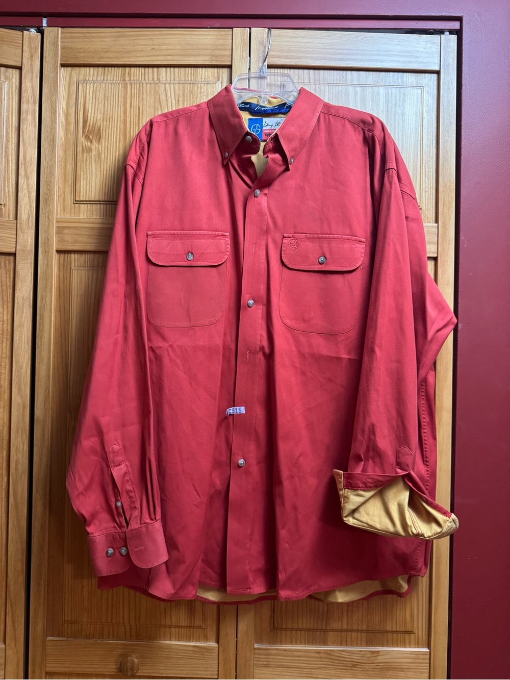 George Strait Wrangler Red Lightweight Button-Front Shirt w/Tan Contrast